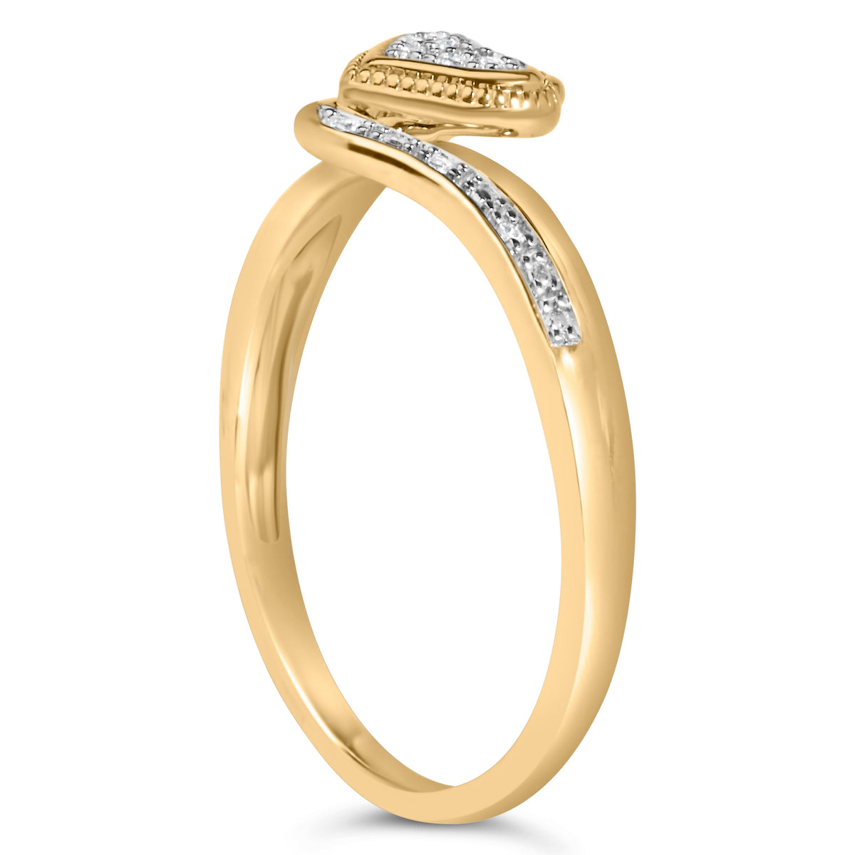 14K Yellow Gold Plated .925 Sterling Silver Diamond Accent Filigree Heart Promise Ring (I-J Color, I3 Clarity)- Size 7