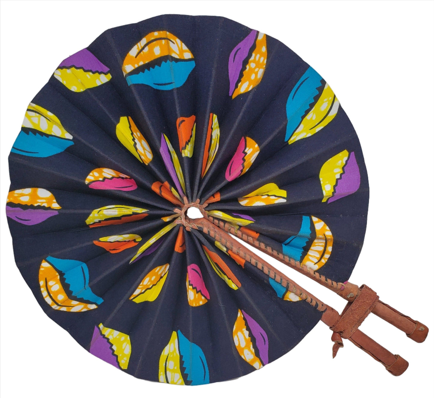 African Wax Print Fan, Handmade in Ghana