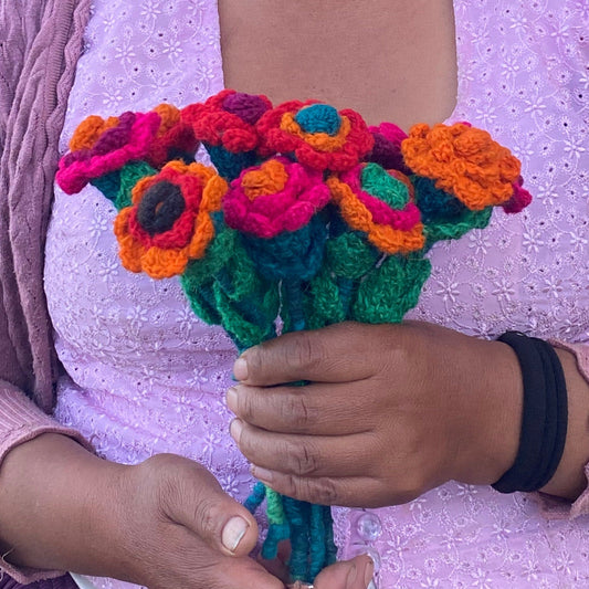 Handmade Fair Trade Wool Flower – Eco-Friendly, Crocheted, Unique Floral Decoration