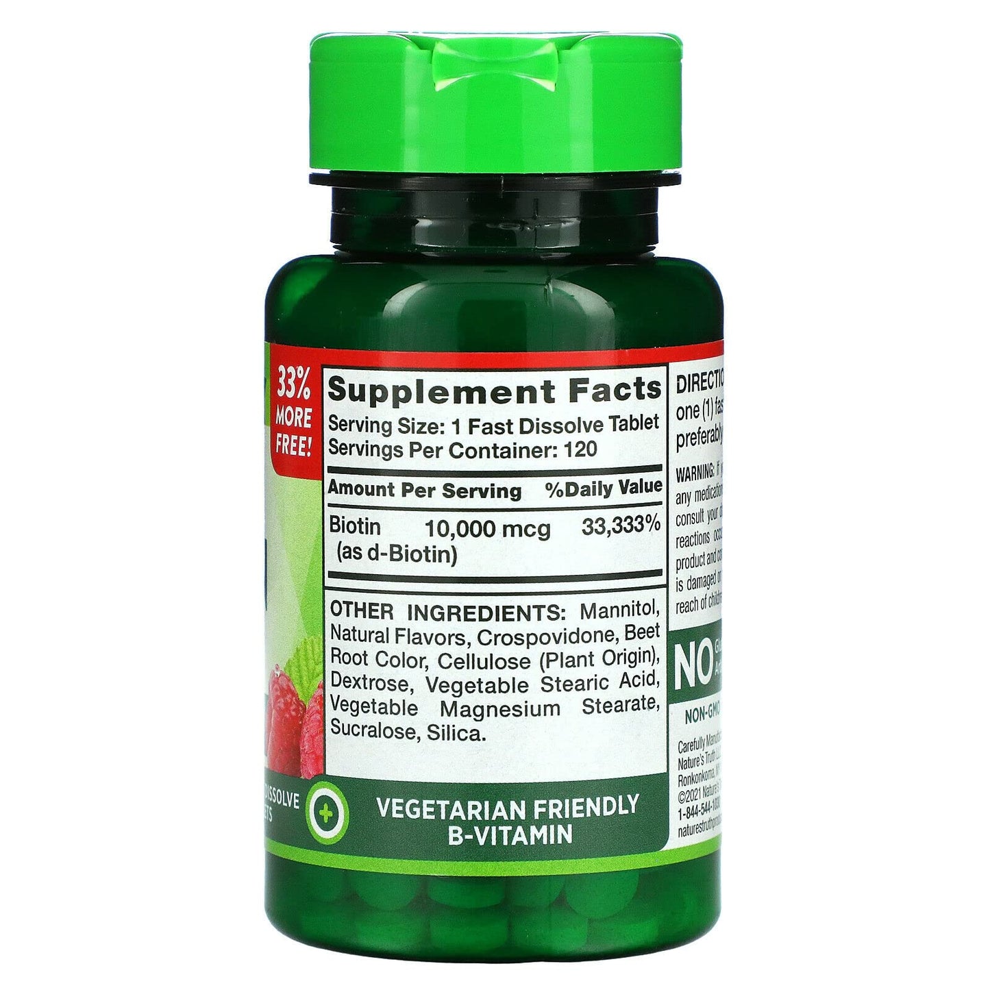 Nature's Truth Tablets Fast Dissolve Maximum Natural Berry Flavor 10,000 Mcg Biotin - Osadia Concept Store