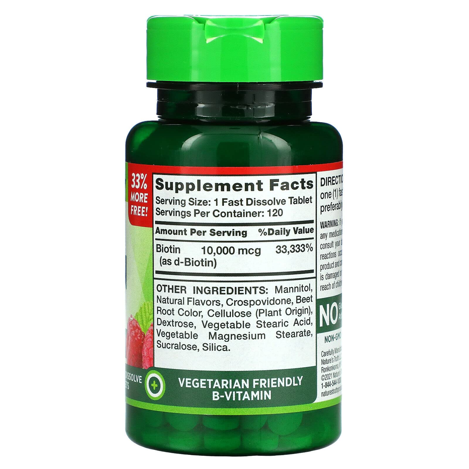 Nature's Truth Tablets Fast Dissolve Maximum Natural Berry Flavor 10,000 Mcg Biotin - Osadia Concept Store