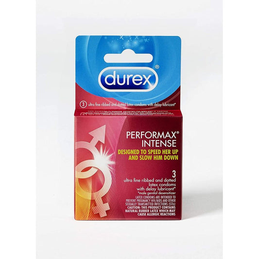 Durex Performax Intense Lubricated Ribbed Dotted Premium Condoms
