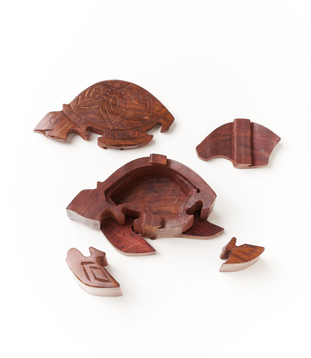 Sea Turtle Puzzle Box - Sustainably Sourced Hand Carved Wood - Osadia Concept Store