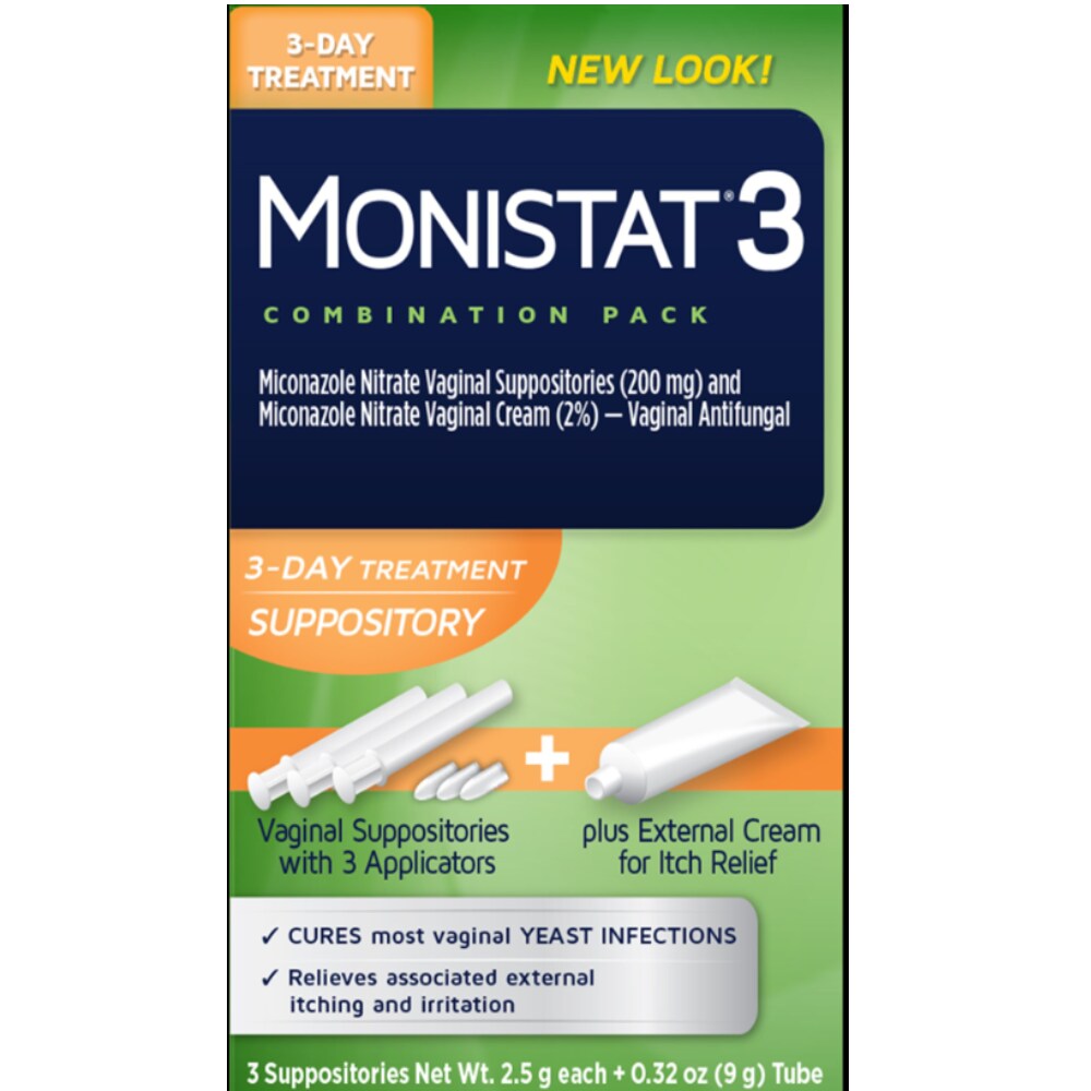 Monistat Vaginal Antifungal, Suppository, 3 Day Treatment, Combination Pack