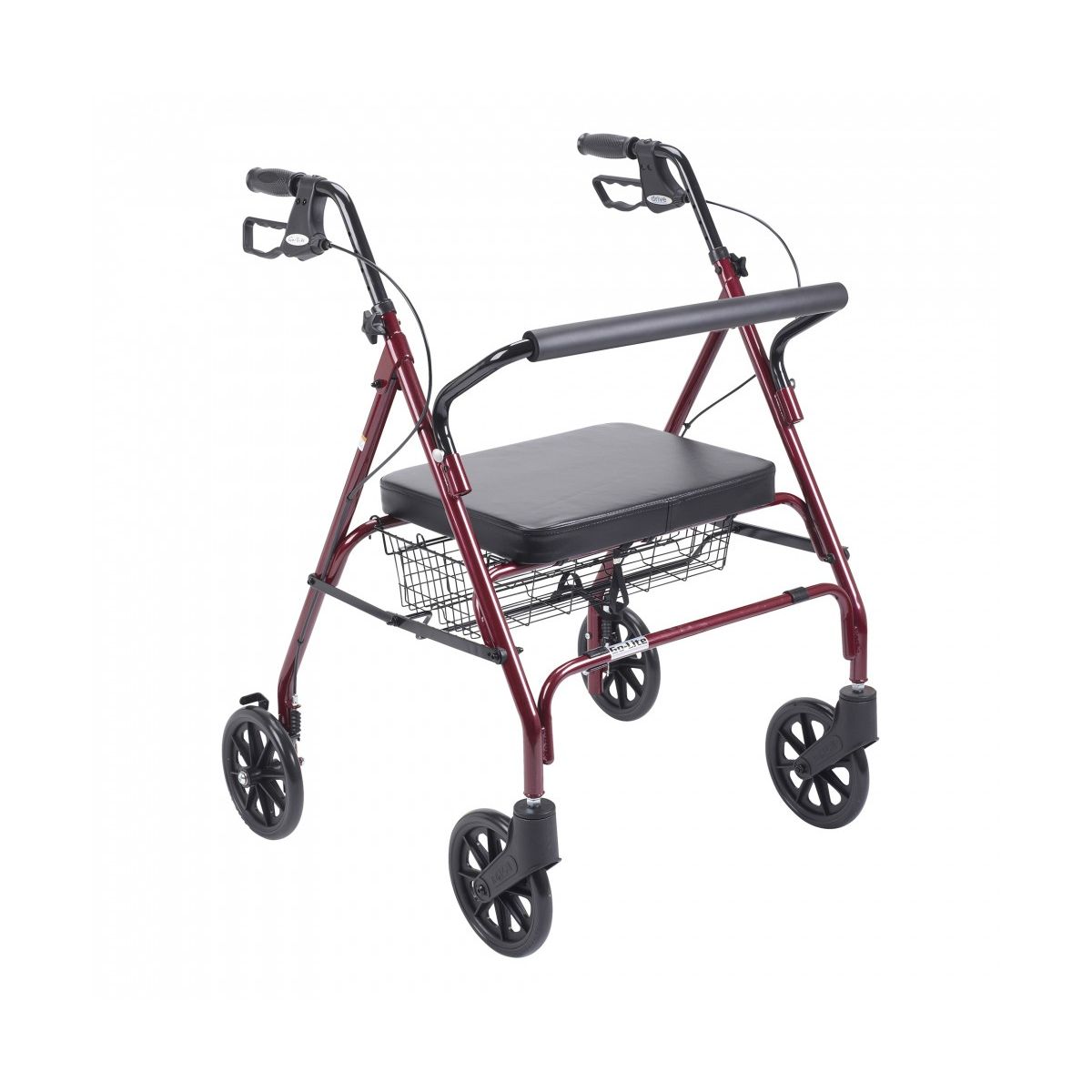 Drive Medical Heavy Duty Bariatric Red Rollator Walker With Large Padded Seat