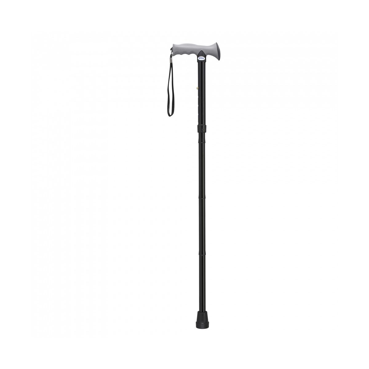 Drive Medical Adjustable Lightweight Black Folding Cane With Gel Hand Grip