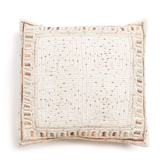 Maze Coral Hand Embroidered Cotton Pillow Cover