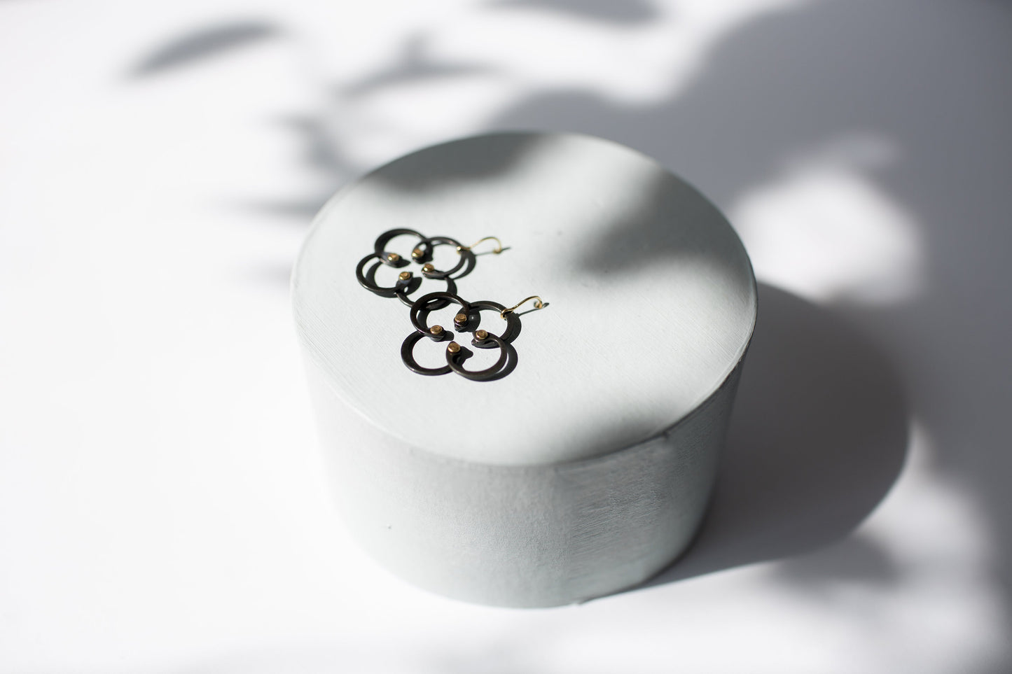 Mini Earrings | Repurposed Auto Retaining Rings & Brass Rivets | Gold Plated Ear Wire