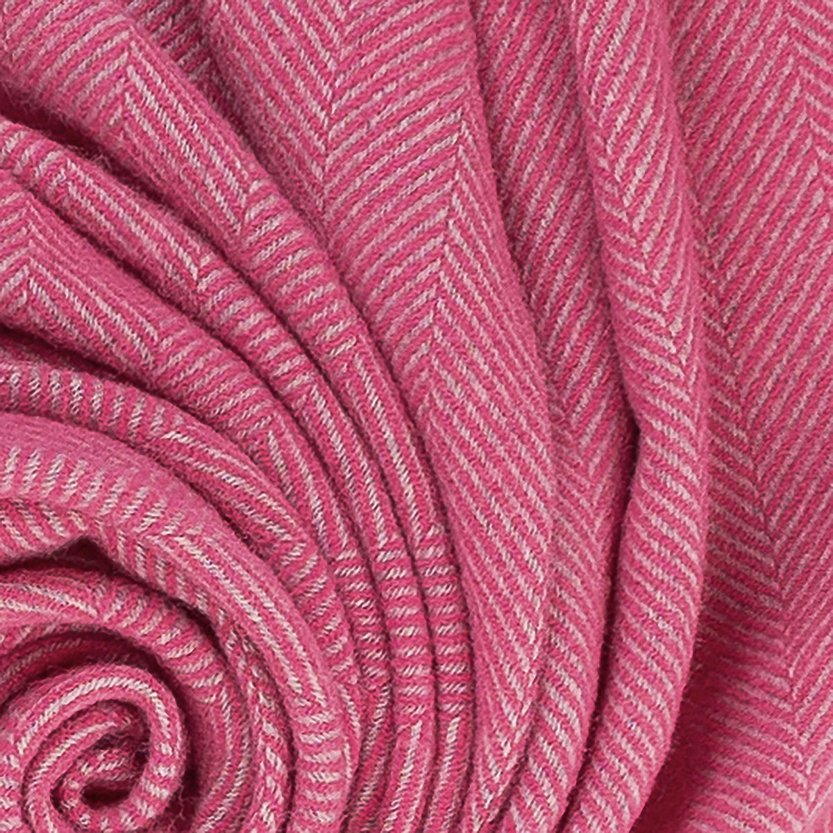 Highland Tweeds Herringbone  Pure New Wool Throw - Magenta Pink