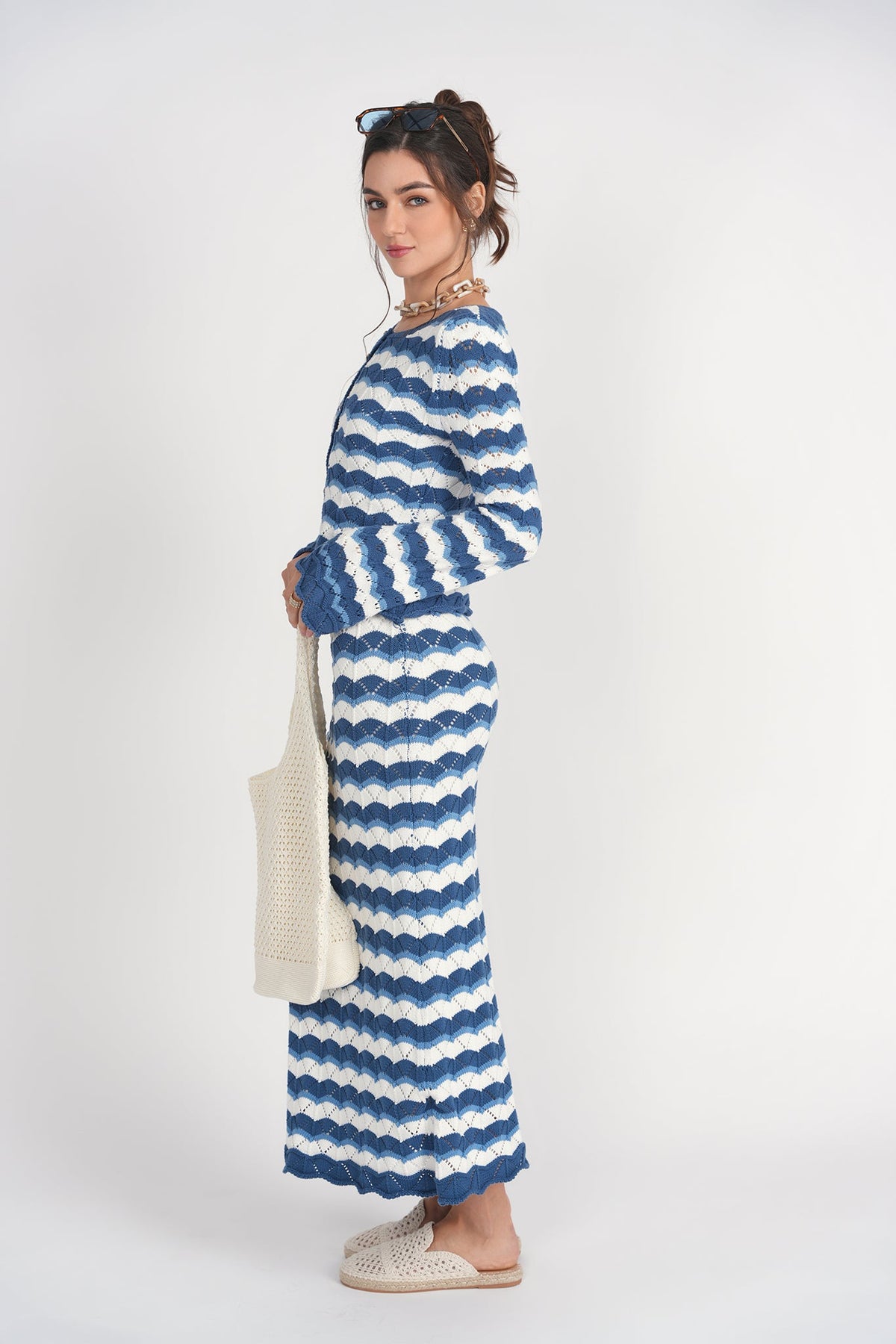 Making Waves Crochet Skirt- Blue