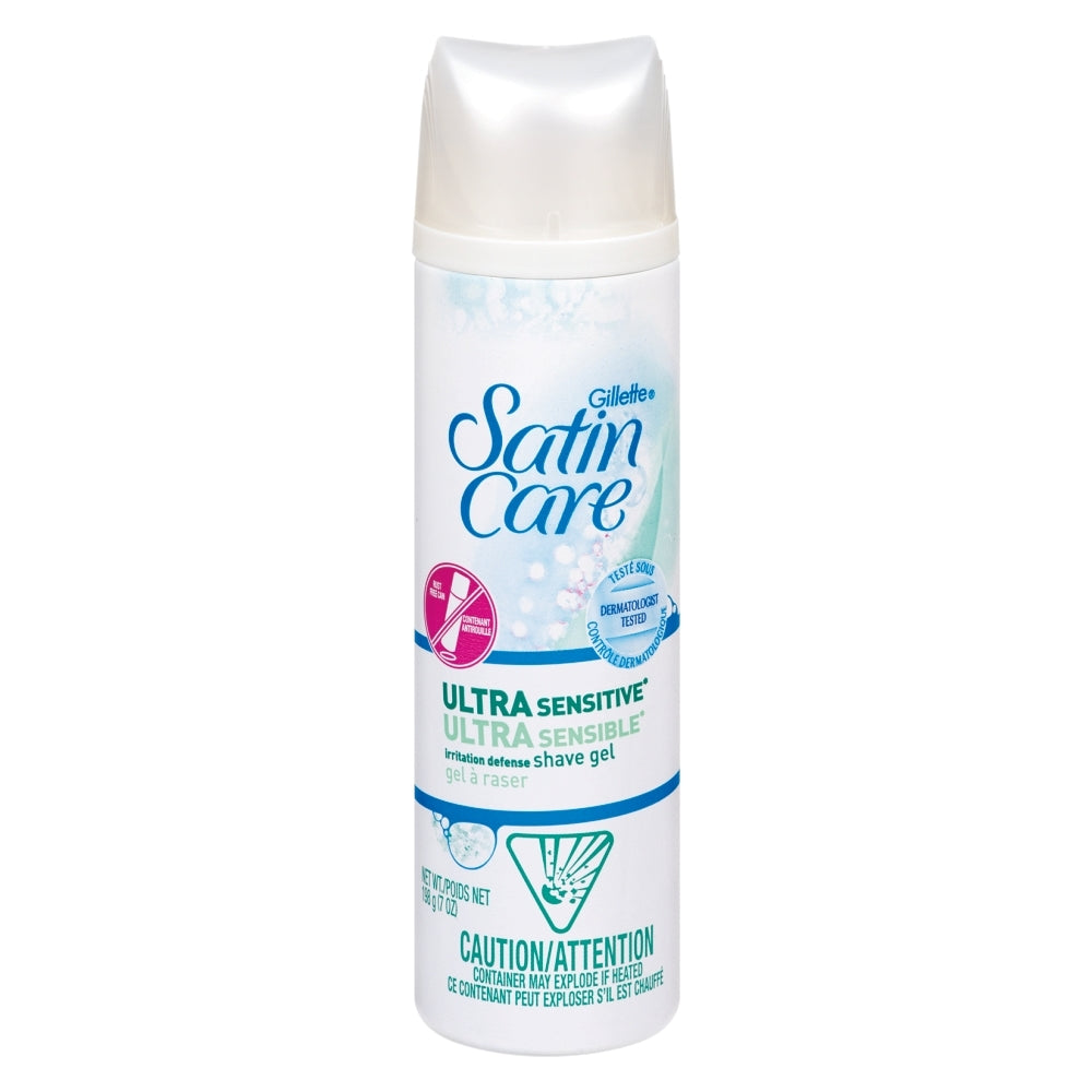 Gillette Venus Satin Care Ultra Sensitive Skin Shave Gel, Shaving Cream For Women, Fragrance Free, 7 Ounce