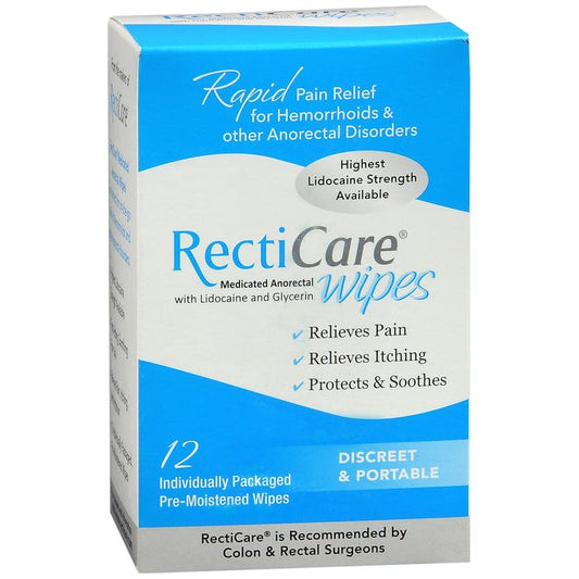 Recticare Medicated Anorectal Wipes 5 Lidocaine & Glycerin