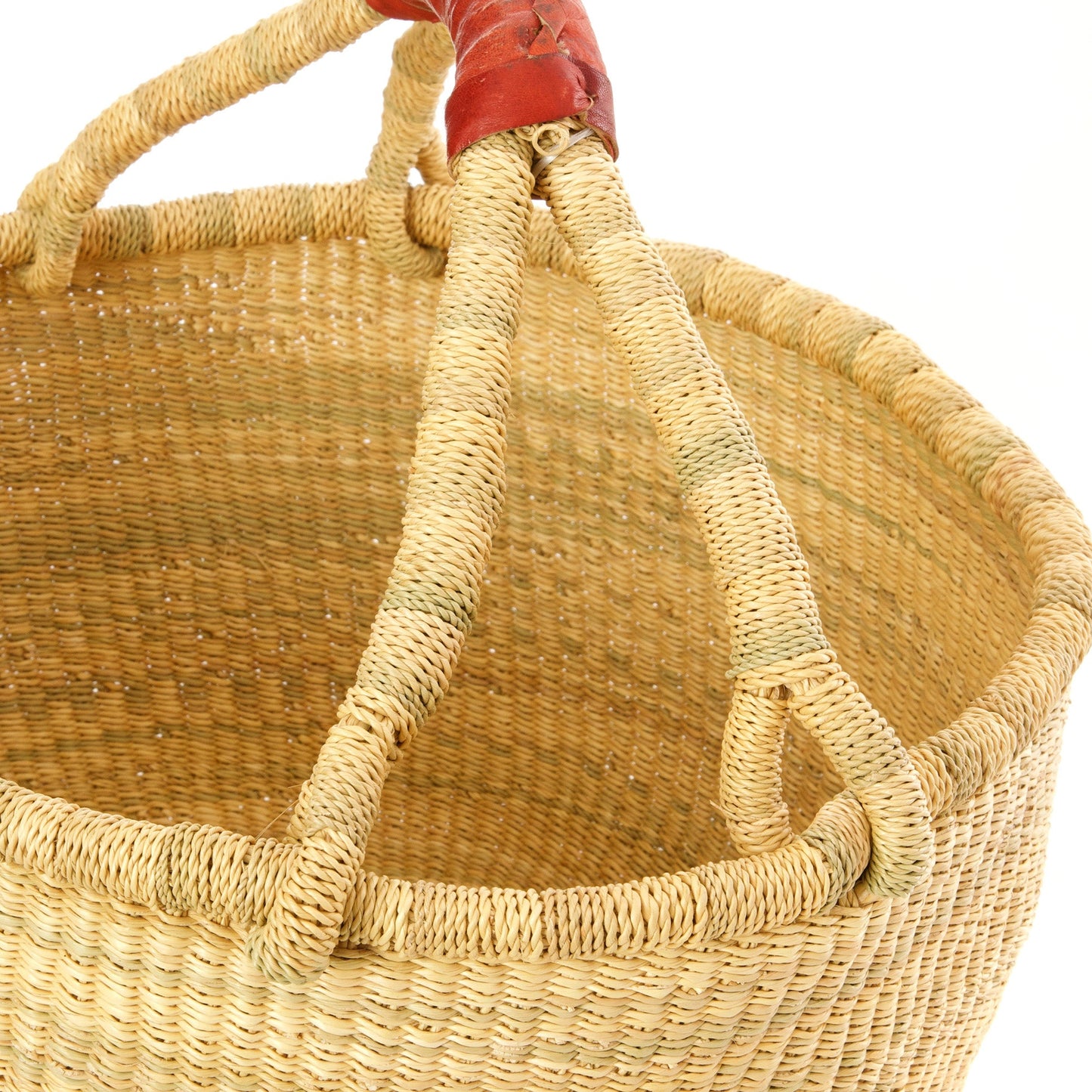 Farmer's Market Shopper Basket with Leather Handle