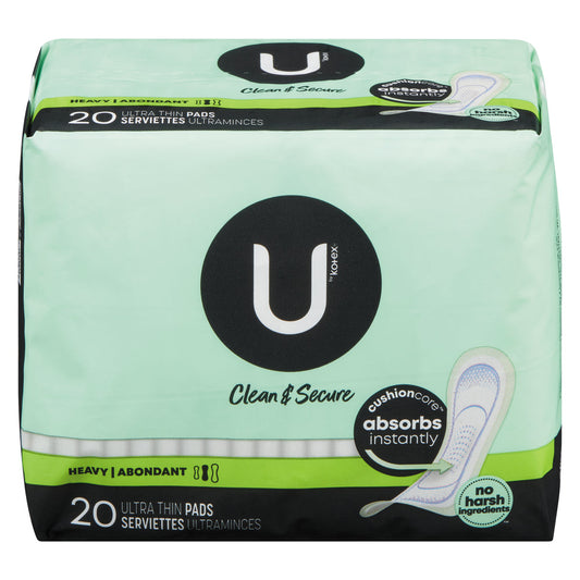 U by Kotex Security Ultra Thin Pads, Heavy Flow, Long, Unscented