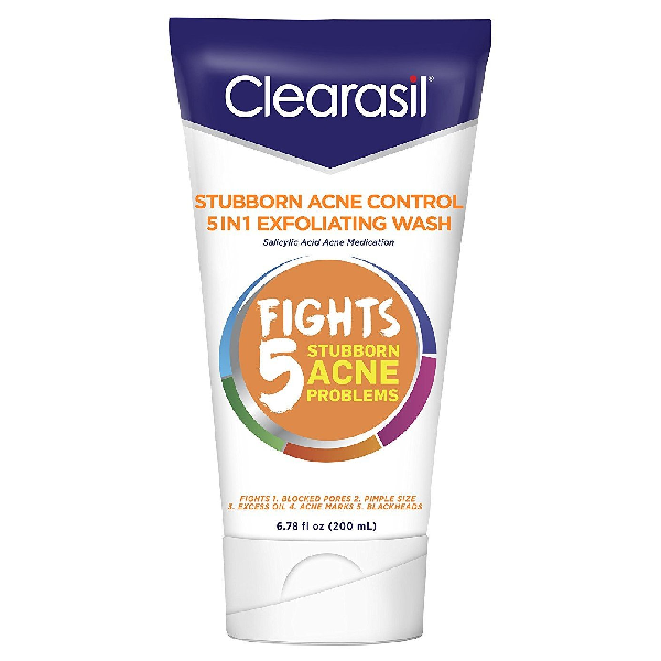 Clearasil Exfoliating Wash, Stubborn Acne Control, 5 In 1 6.78 Fl Oz