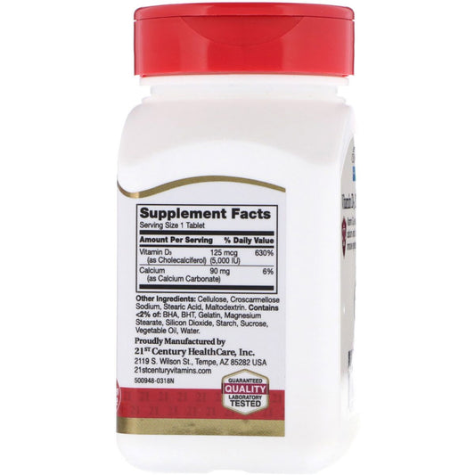 21st Century Vitamin D3, Maximum Strength, 5000 IU, Tablets