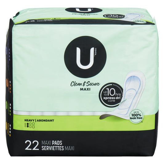 U by Kotex Security Maxi Pads, Heavy Flow, Long, Unscented