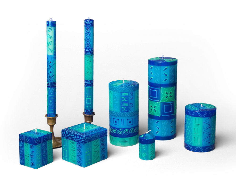 Blue & Green Painted Candles