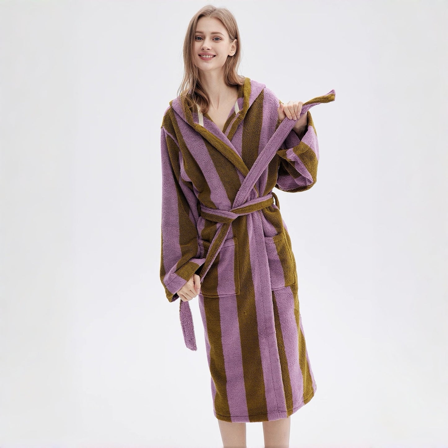 Ultra Soft Retro Whimsical Stripe Bath Robe