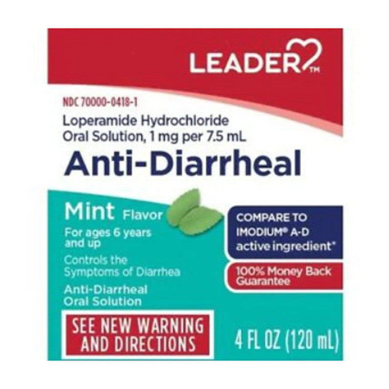 Perrigo Leader, Anti-Diarrheal, Mint Flavor, 4 Oz