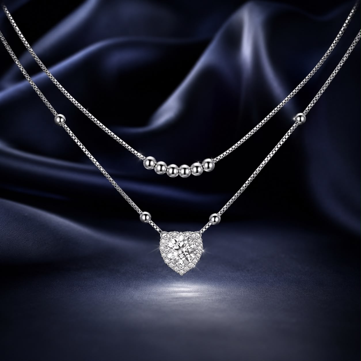 925 Sterling Silver 6.5mm Moissanite Necklace with Pavé Setting for Women