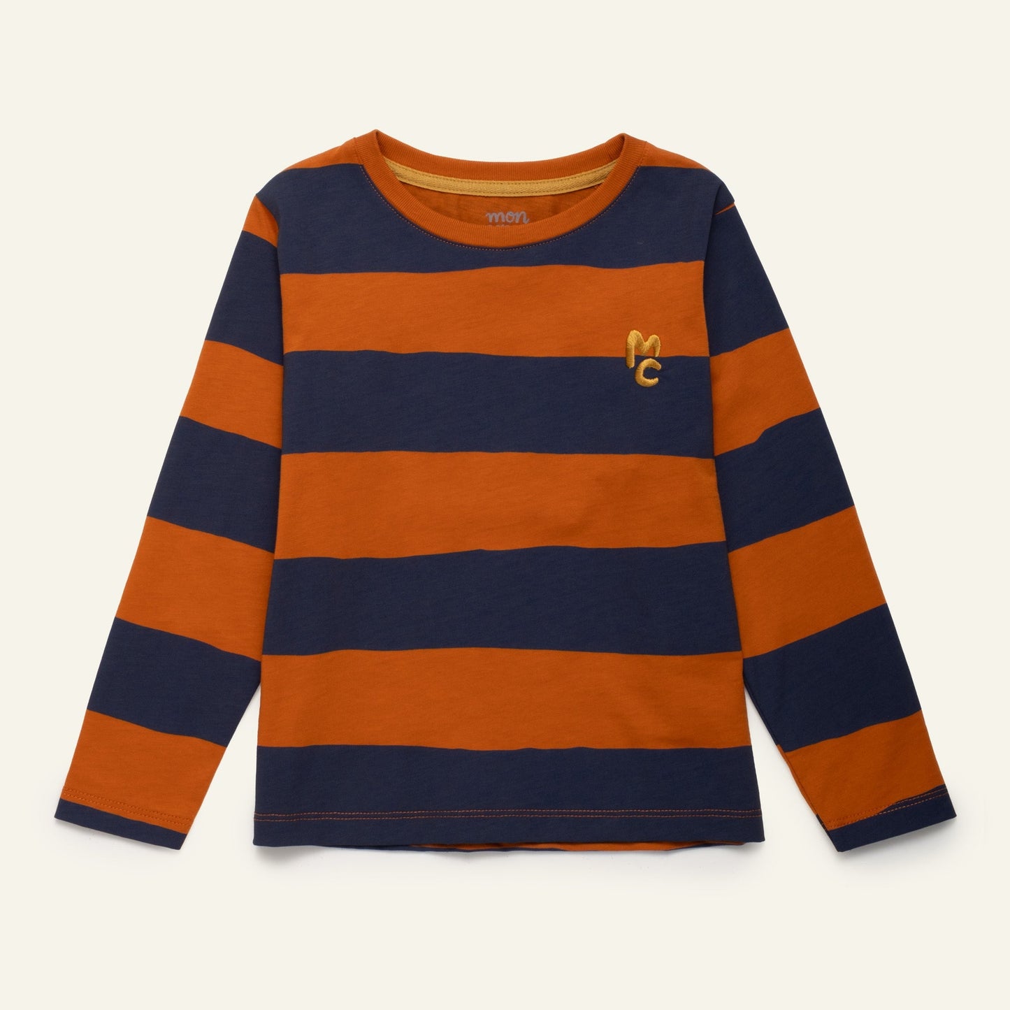 Chestnut & Navy Rugby Stripe Long Sleeve T-Shirt