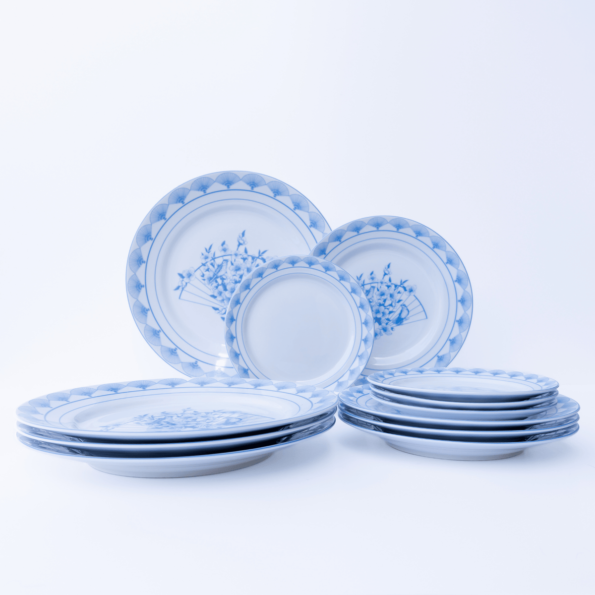 Blue Nightingale 12-Piece Porcelain Dinnerware Set