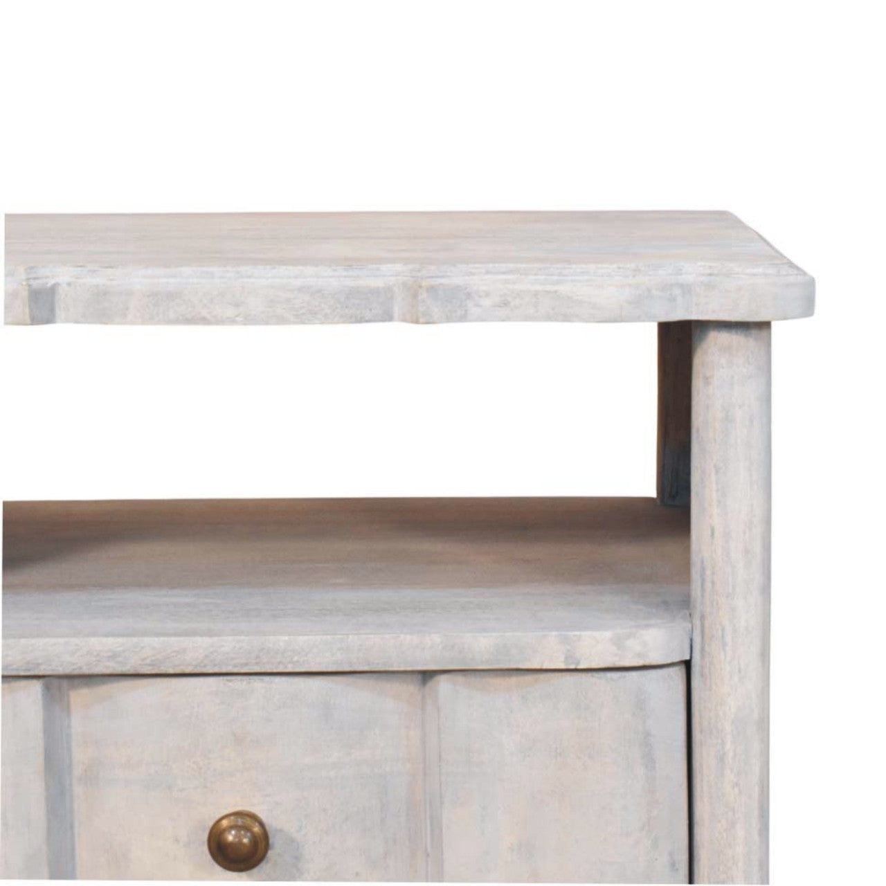 Solid Wood Lucia Bedside,Grey,2-Drawer,1-Shelf