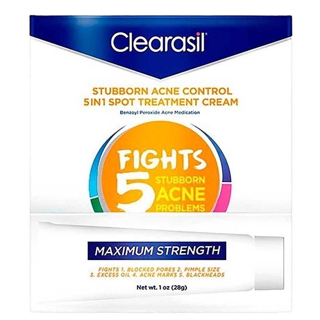 Clearasil Spot Treatment Cream, Stubborn Acne Control, 5 In 1, Maximum Strength 1 Oz