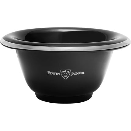 Edwin Jagger Black Porcelain Shaving Soap Bowl With Silver Rim