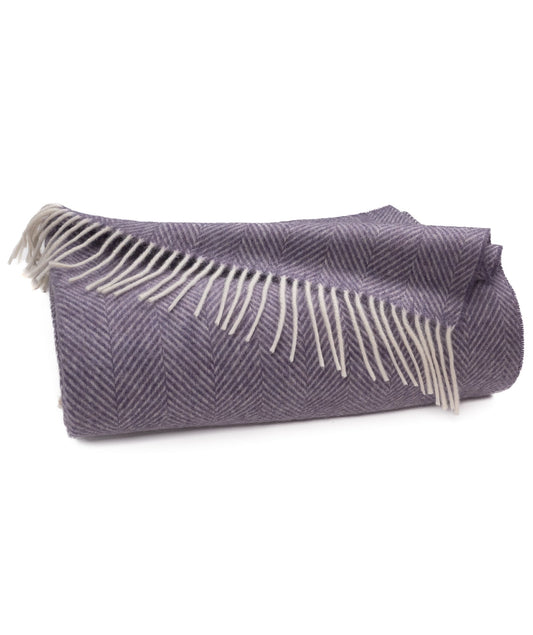 Southampton Home Shetland Lambswool Herringbone Throw – Lavender