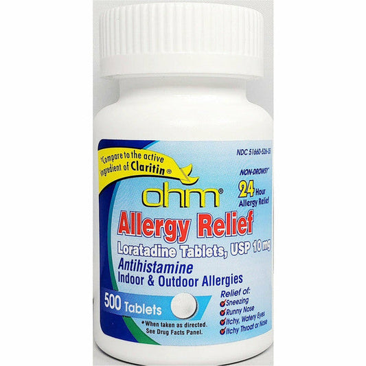 Ohm 24 Hour Allergy Relief Tablets, Compare To Claritin