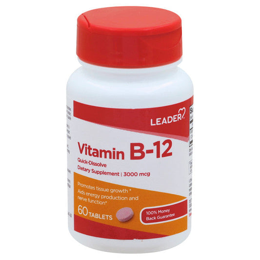 Leader Vitamin B-12, 3000 Mcg, Tablets