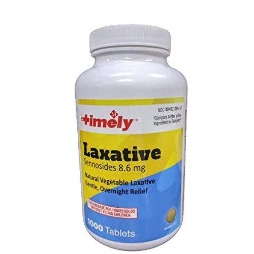 Time Cap Labs Senna-Time Generic For Senokot Natural Vegetable Laxative Senna 8.6 Mg 1000 Tablets Per Bottle