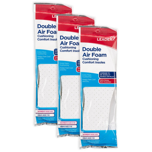 Leader Insoles, Cushioning Comfort, Double Air Foam, Insoles,1pr