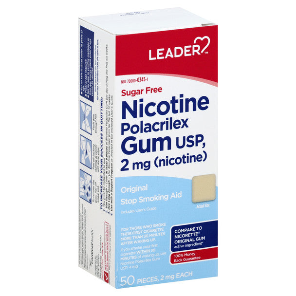 Leader Nicotine Gum, Sugar Free, 2 Mg, Original