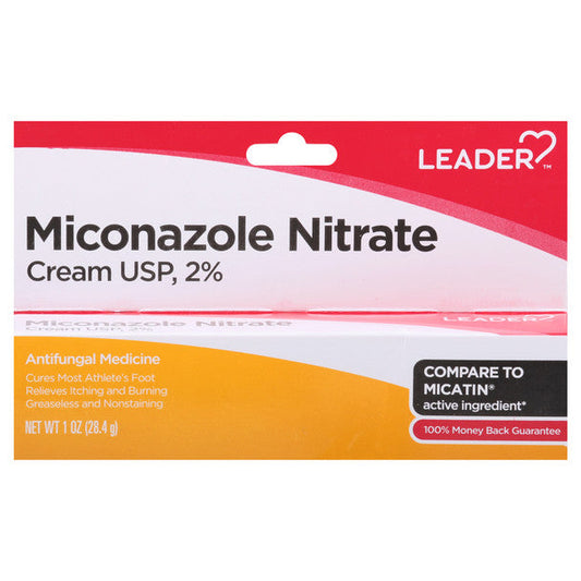 Leader Miconazole Nitrate 2%, AntiFungal Cream, 1 Oz
