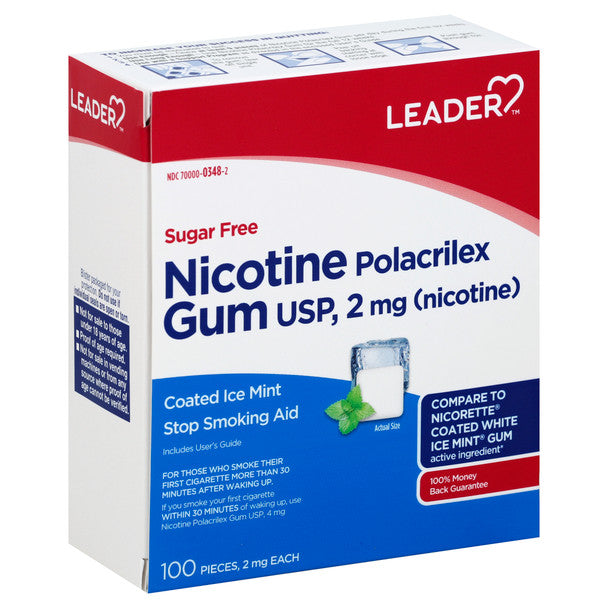 Leader Nicotine Gum 2 Mg Sugar Fr Mint