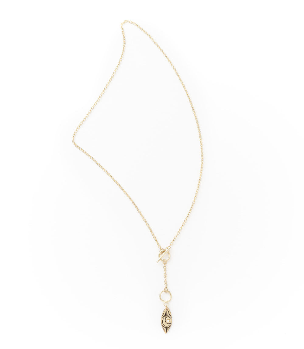 Ruchi Crescent Moon Charm Dainty Drop Lariat Necklace - Osadia Concept Store