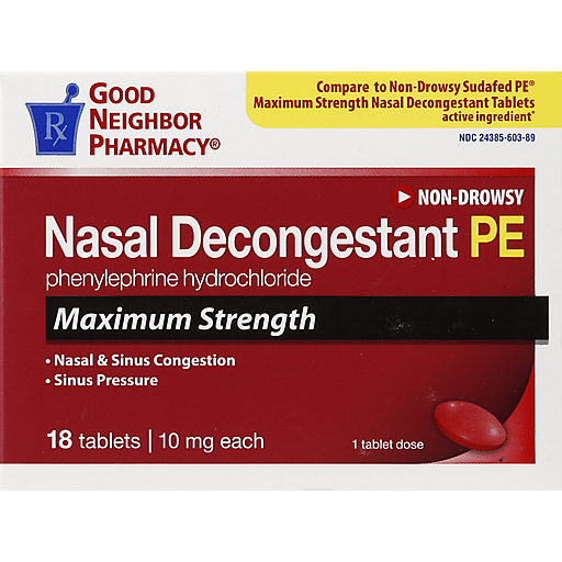 Good Neighbor Pharmacy GNP Nasal Decongestant PE Non-Drowsy, 18 Tablets
