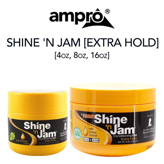 Ampro Shine N Jam Conditioning Gel, With Honey Extract, Extra Hold 4 Oz