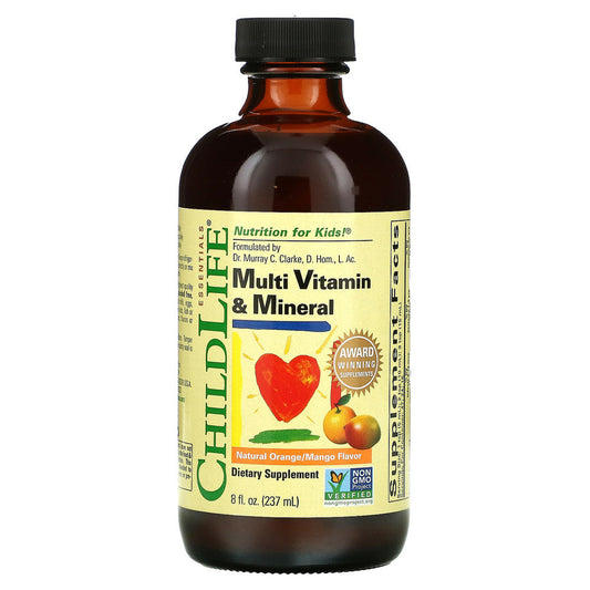 ChildLife Essentials, Multi Vitamin & Mineral, Natural Orange/Mango Flavor, 8 Fl Oz (237 Ml)