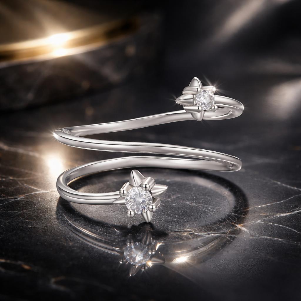 925 Sterling Silver Pavé Setting CZ Oxidized Ring for Women
