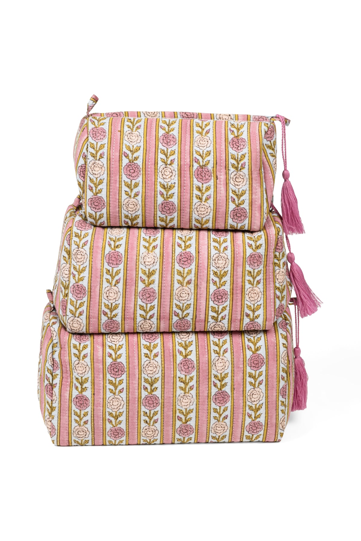 Vintage Floral Stripes Makeup Bag
