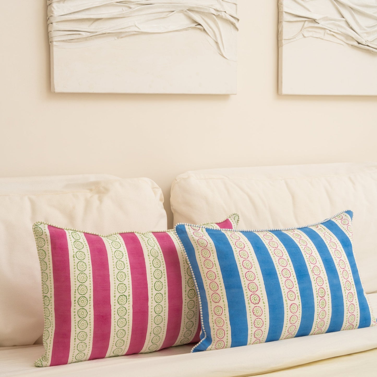 Malhaar Linen Pillow Cover - Blue