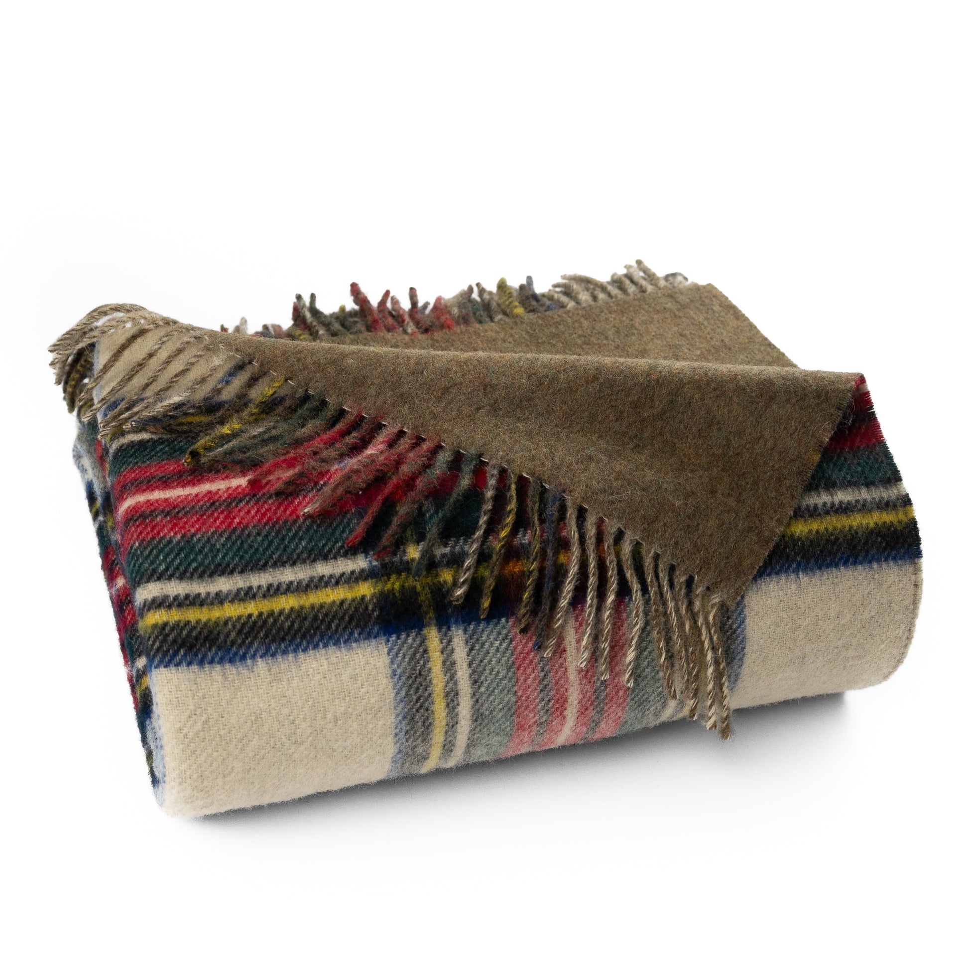 Prince of Scots Double Merino Wool Reversible Throw – Antiqued Dress Stewart Tartan – 70×55 - Osadia Concept Store