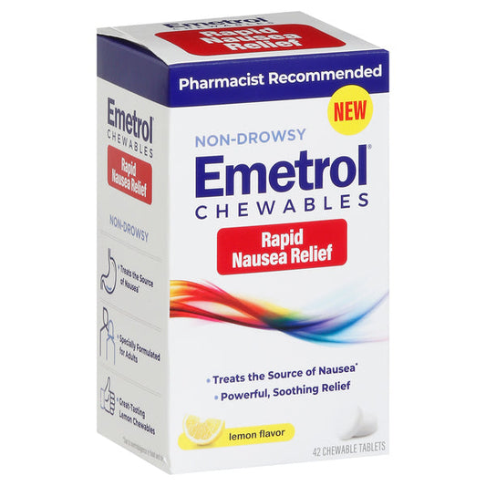 Emetrol Non-Drowsy Lemon Flavor Rapid Nausea Relief 42 Tablets