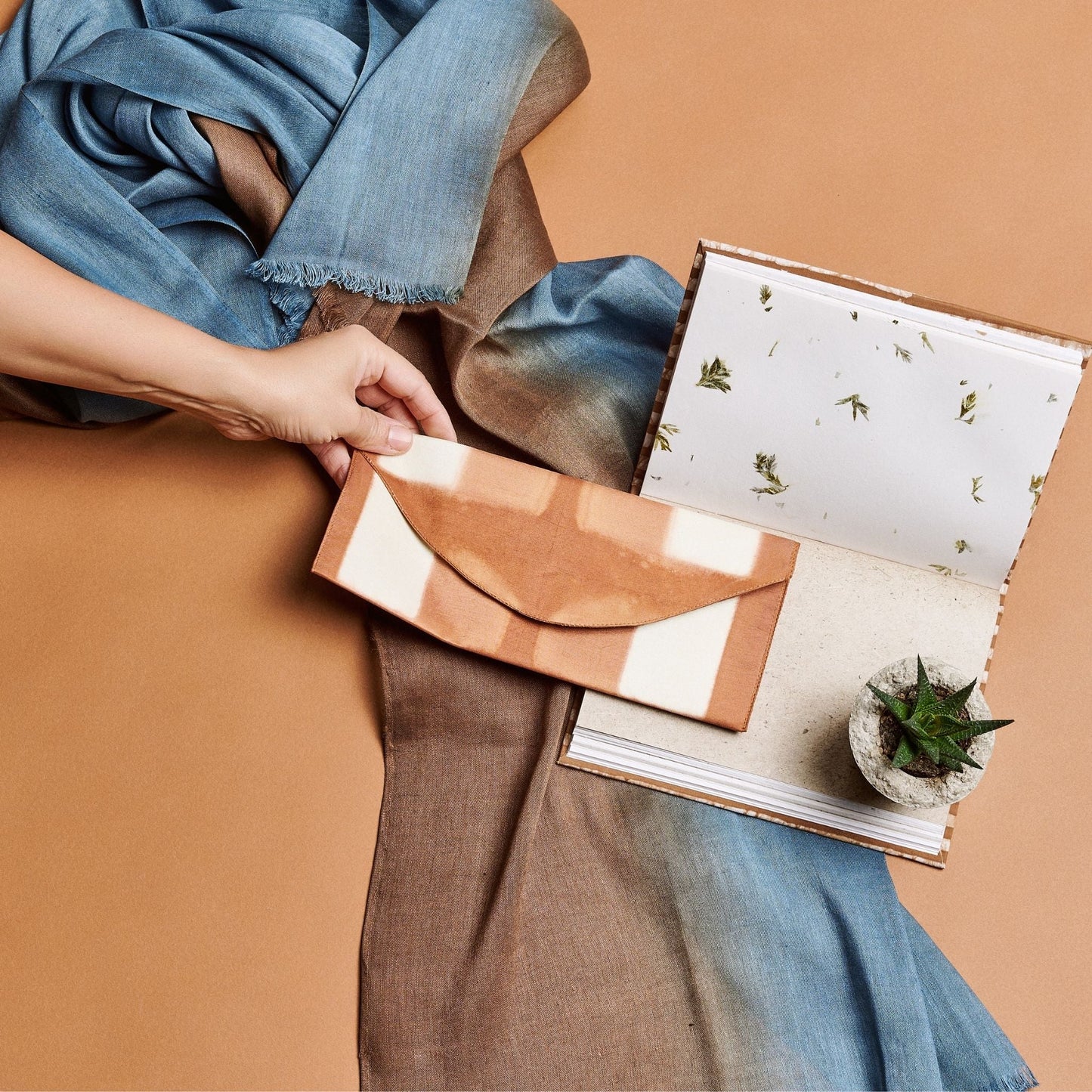 Melo Gold Mulberry Silk Shibori Hand Crafted Zero Waste Pouch - Osadia Concept Store