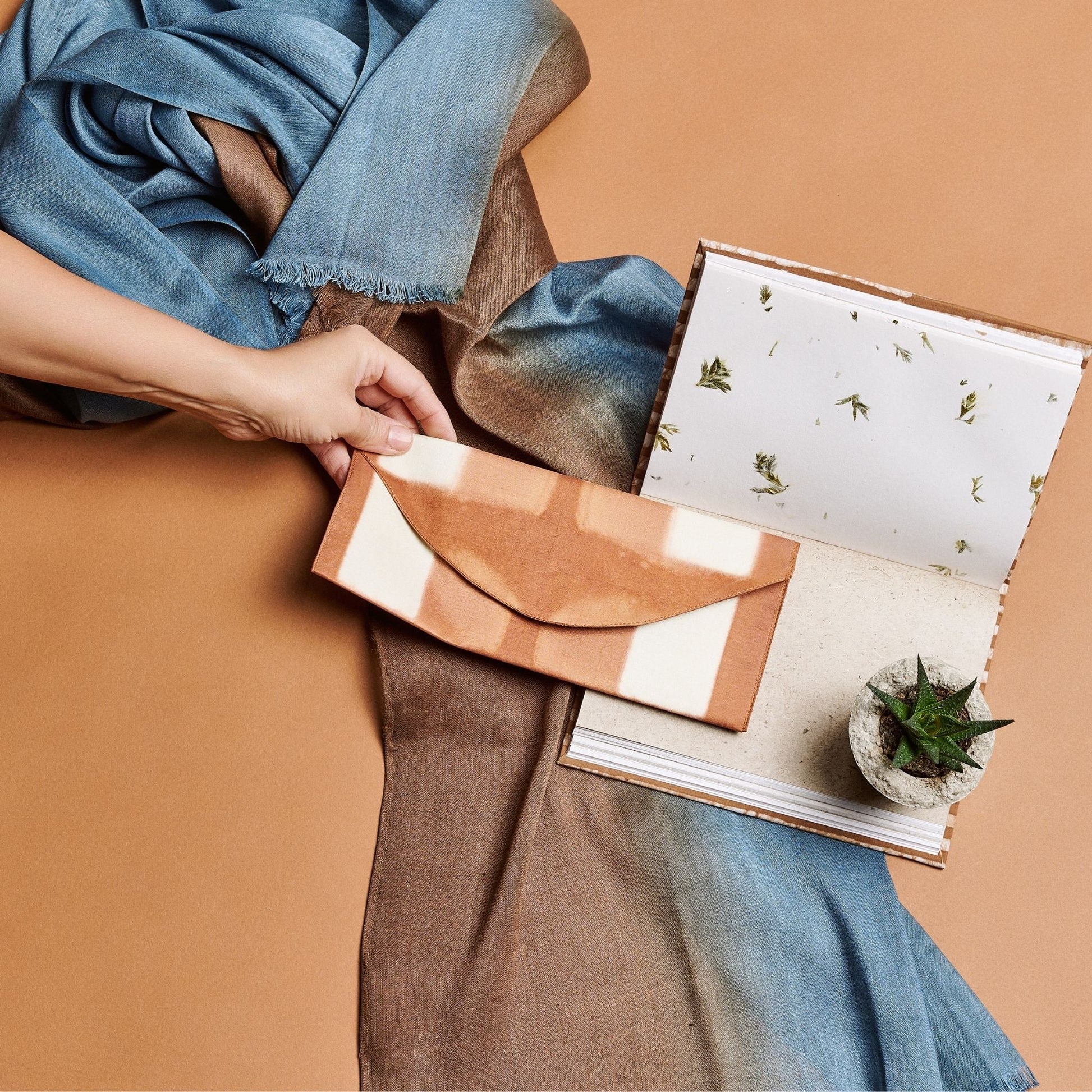 Melo Gold Mulberry Silk Shibori Hand Crafted Zero Waste Pouch - Osadia Concept Store