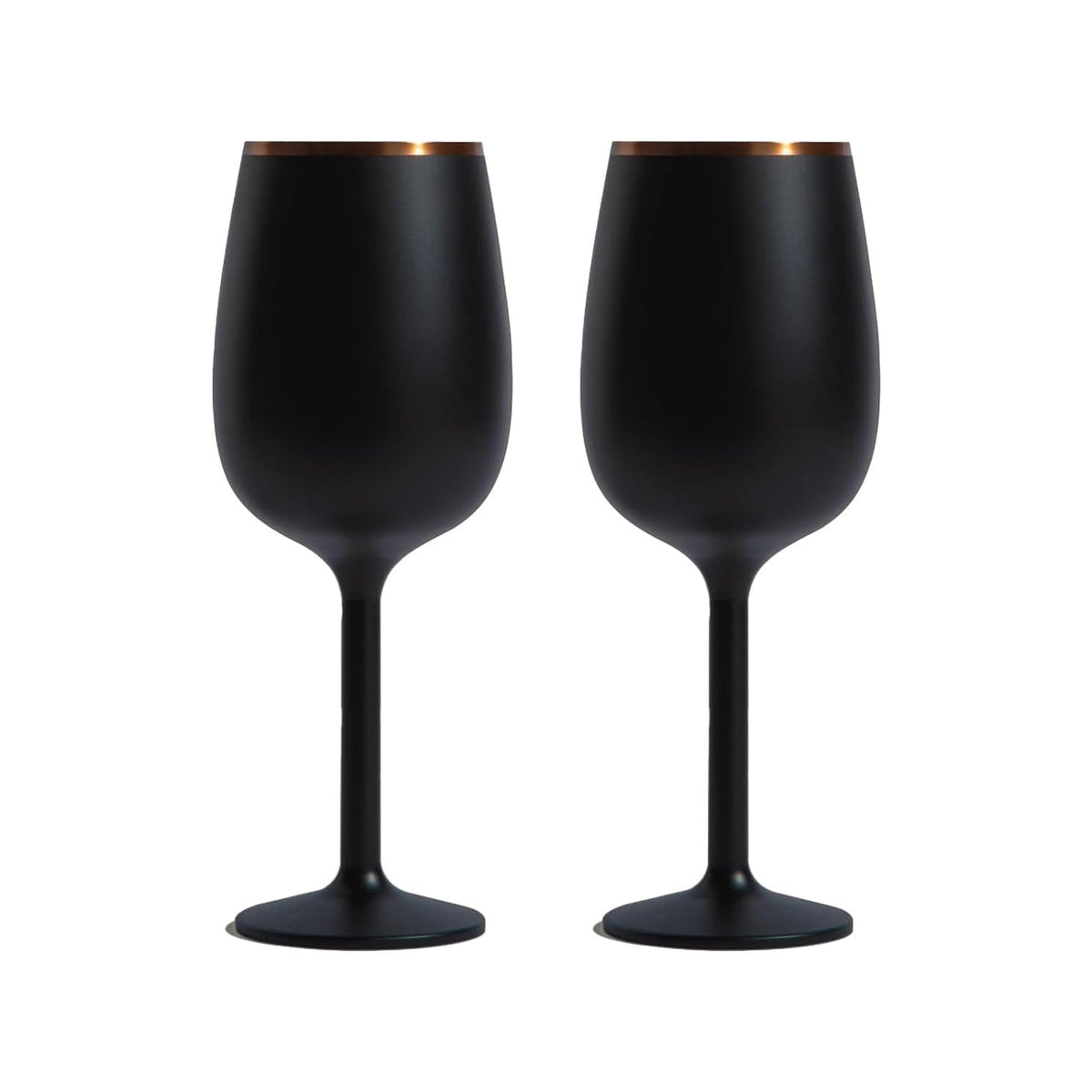 Stainless Steel Stemmed Wine Glass, Set of 2 - Black